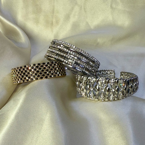 Vintage Gold and Silver Clamp Bracelet Bundle x3 - Picture 2 of 6